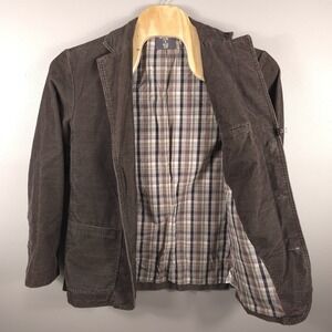H&M L.O.G.G. Blazer Men's Size XL Brown Corduroy Plaid Lining Sport Coat Jacket